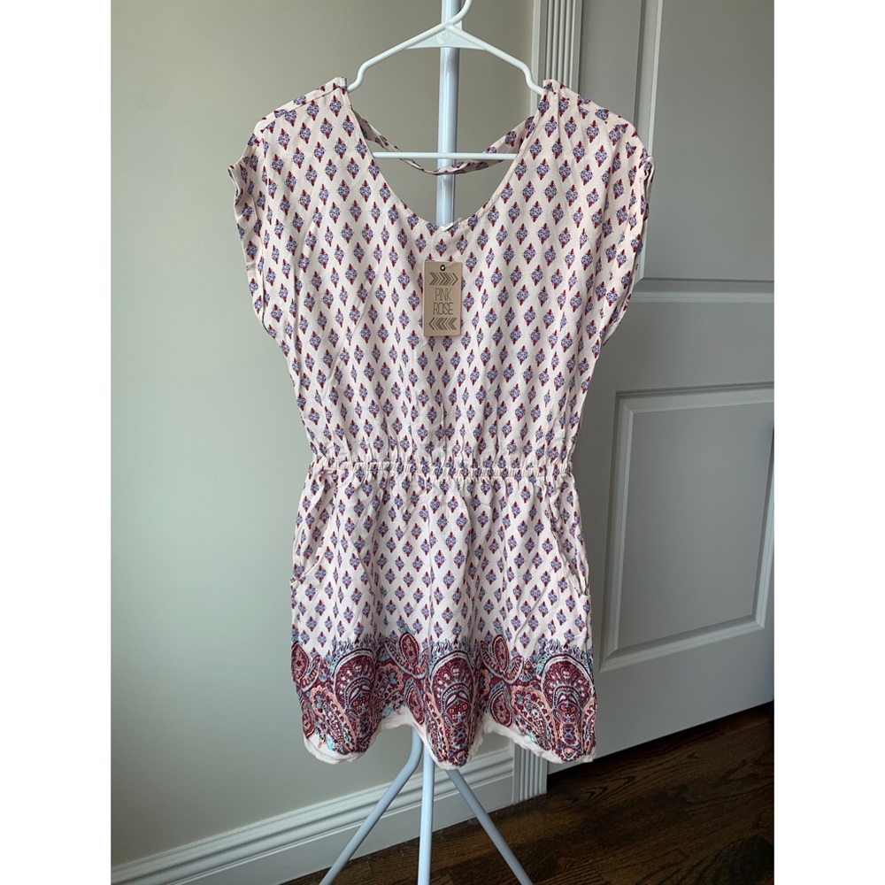 • PINK ROSE Printed Blush Pink Summer Dress •